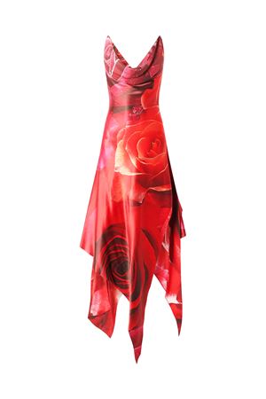 Dress With Asymmetrical Skirt And Rose Print ROBERTO CAVALLI | UKT116RYN4802000